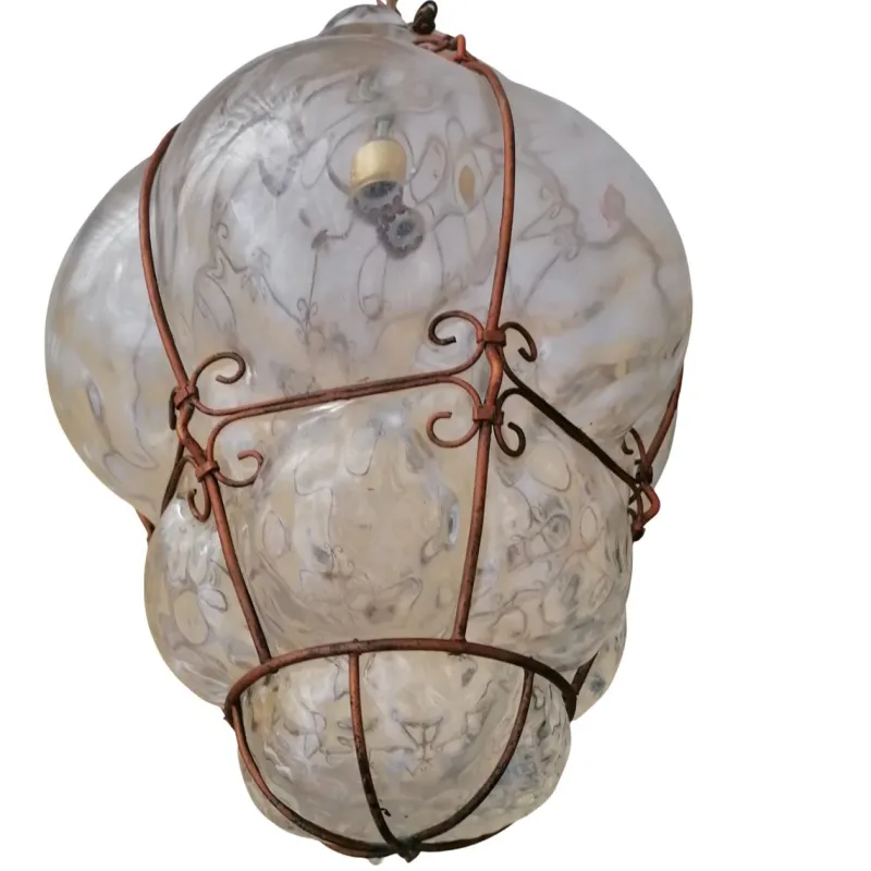 Pamono Venetian Lantern in Blown and Caged Murano Glass, 1950s> Ceiling Lights
