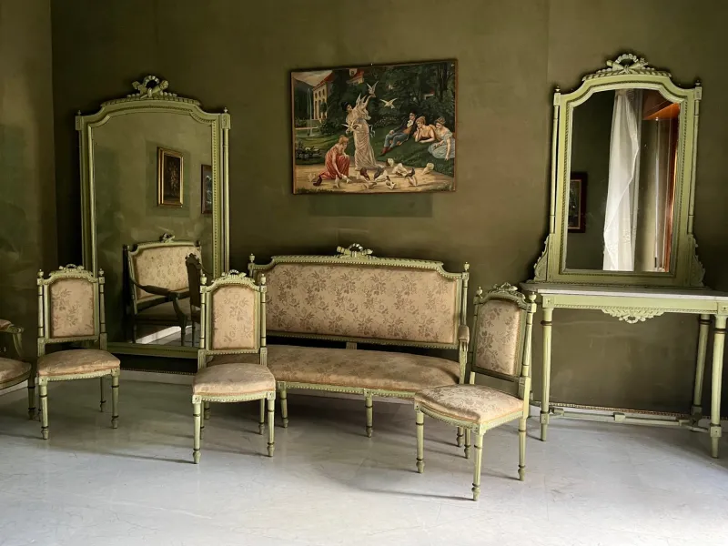 Pamono Venetian Living Room Set, Early 1900s, Set of 9> Living Room Sets