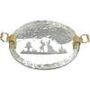 Pamono Venetian Murano Glass Tray with Engravings with 24k Gold Flakes, 1960s