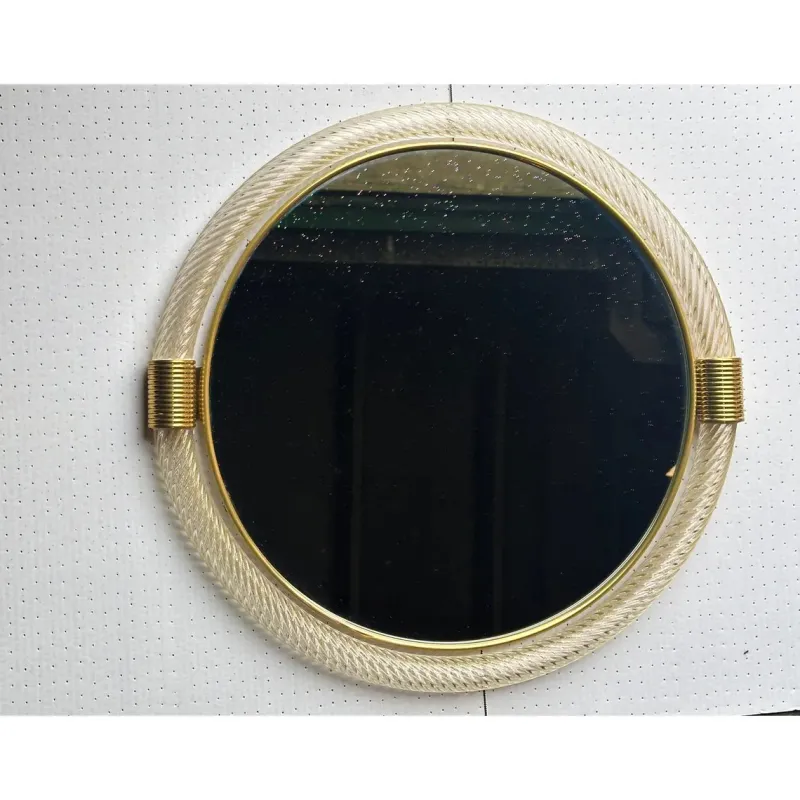 Hot Pamono Venetian Round Murano Glass Wall Mirror by Simoeng