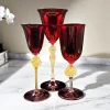 Discount Pamono Venetian Ruby ​​and Gilt Murano Glass Goblets, Set of 3