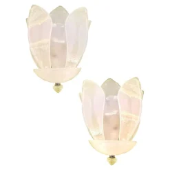 Hot Pamono Venetian Sanded Murano Glass Floreal Wall Sconces by Simoeng, Set of 2