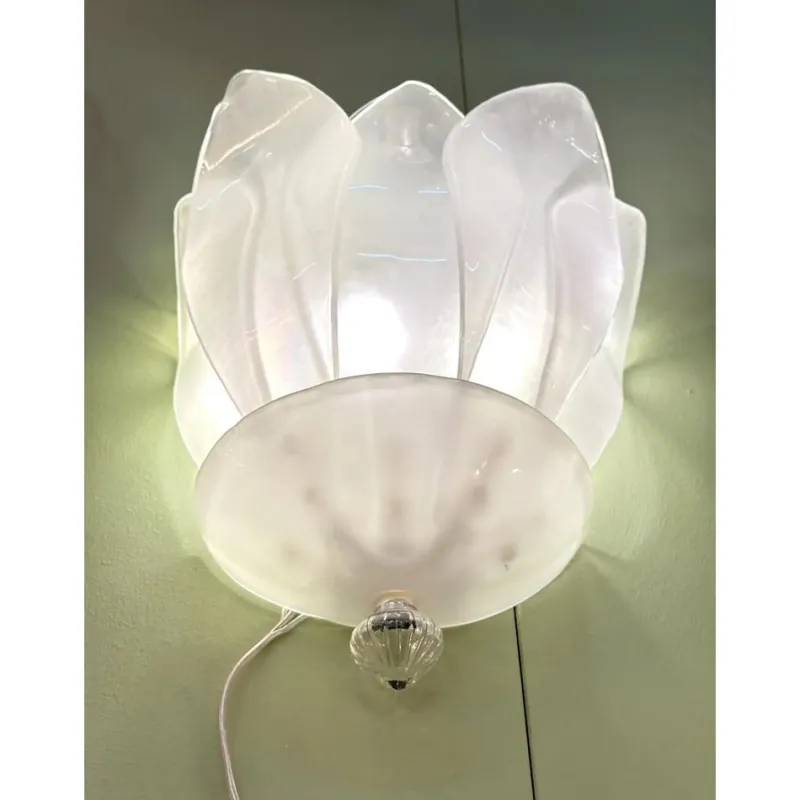 Hot Pamono Venetian Sanded Murano Glass Floreal Wall Sconces by Simoeng, Set of 2