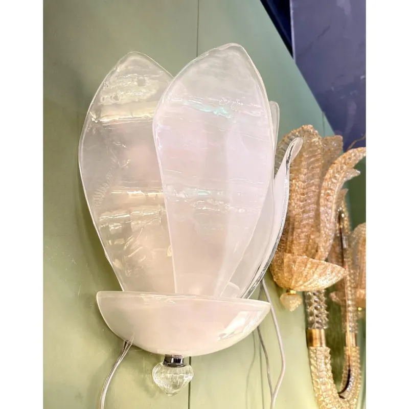 Hot Pamono Venetian Sanded Murano Glass Floreal Wall Sconces by Simoeng, Set of 2