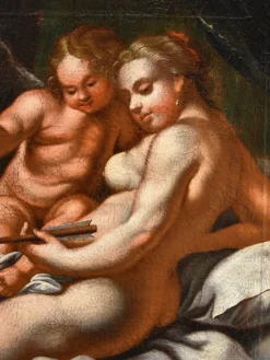 Pamono Venetian School Artist, Venus & Cupid, 1700, Oil on Canvas, Framed> Old Masters|Classical