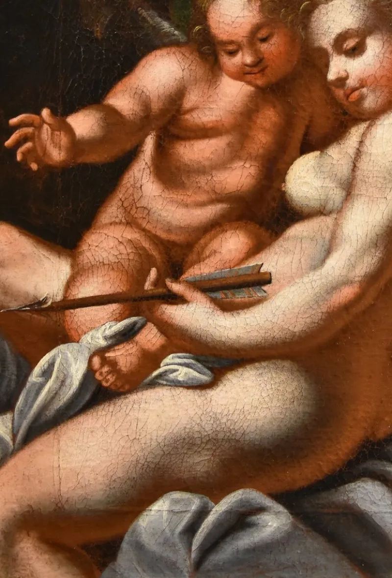 Pamono Venetian School Artist, Venus & Cupid, 1700, Oil on Canvas, Framed> Old Masters|Classical
