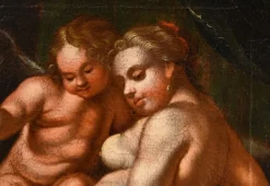 Pamono Venetian School Artist, Venus & Cupid, 1700, Oil on Canvas, Framed><noscript><img width=