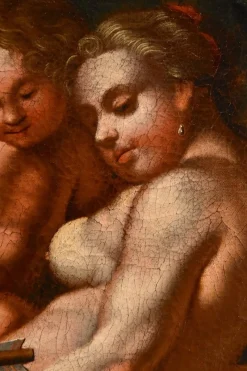 Pamono Venetian School Artist, Venus & Cupid, 1700, Oil on Canvas, Framed><noscript><img width=