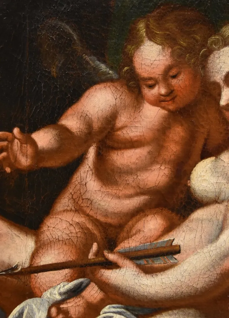 Pamono Venetian School Artist, Venus & Cupid, 1700, Oil on Canvas, Framed> Old Masters|Classical