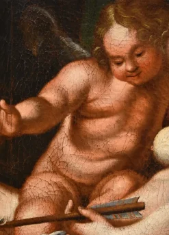 Pamono Venetian School Artist, Venus & Cupid, 1700, Oil on Canvas, Framed><noscript><img width=