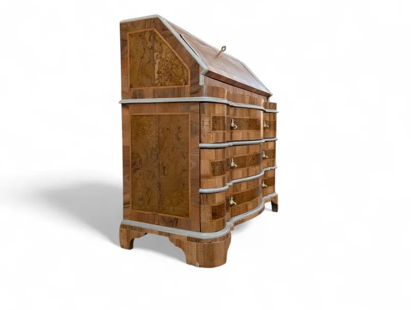 Pamono Venetian Style Walnut Desk with Drop-Leaf Door> Secretaires