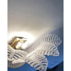 Discount Pamono Venetian Transparent Graniglia Leaf Murano Glass Wall Sconces by Simoeng, Set of 2
