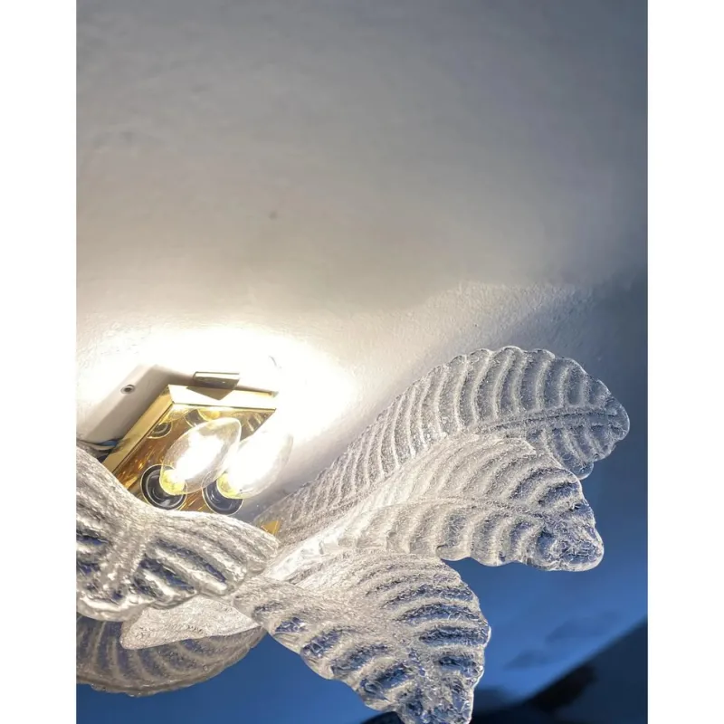 Discount Pamono Venetian Transparent Graniglia Leaf Murano Glass Wall Sconces by Simoeng, Set of 2