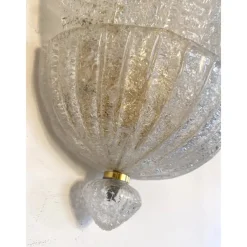 Discount Pamono Venetian Transparent Graniglia Leaf Murano Glass Wall Sconces by Simoeng, Set of 2