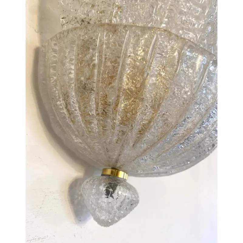 Discount Pamono Venetian Transparent Graniglia Leaf Murano Glass Wall Sconces by Simoeng, Set of 2