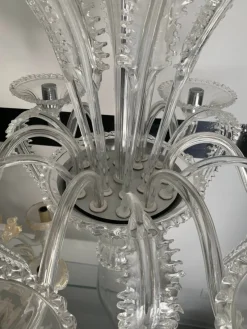 Outlet Pamono Venetian Transparent Murano Style Glass Chandelier with Ferns Felci Leaves from Simoeng