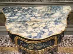Pamono Venezian Wooden Green Lacquered Commode with Fantasy Birds and Flowers, 1750><noscript><img width=