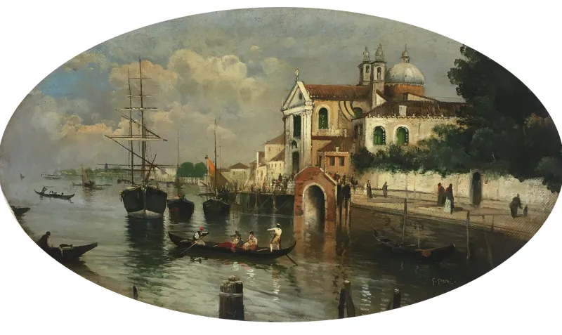 Pamono Venice - Italian Landscape Oil on Canvas Painting> Old Masters