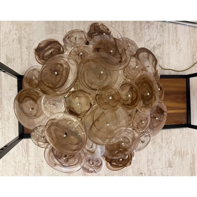 Pamono Venied-Brown Disks Murano Glass Flush Mount by Simoeng> Ceiling Lights