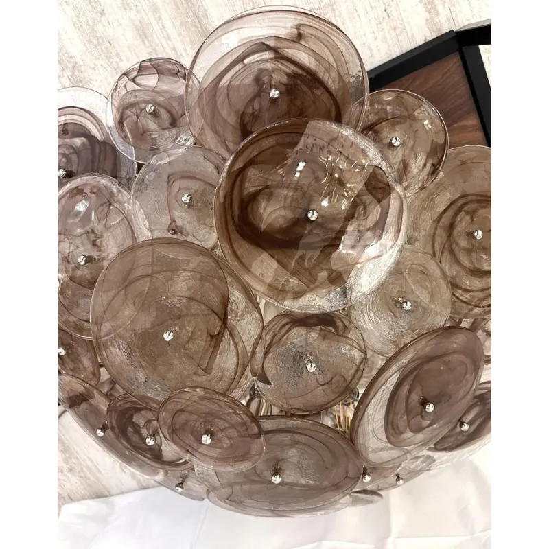 Pamono Venied-Brown Disks Murano Glass Flush Mount by Simoeng> Ceiling Lights
