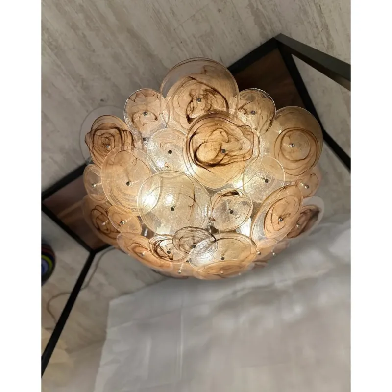 Pamono Venied-Brown Disks Murano Glass Flush Mount by Simoeng> Ceiling Lights