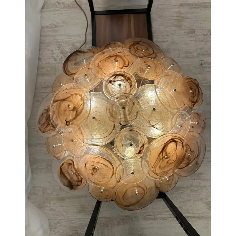 Pamono Venied-Brown Disks Murano Glass Flush Mount by Simoeng> Ceiling Lights