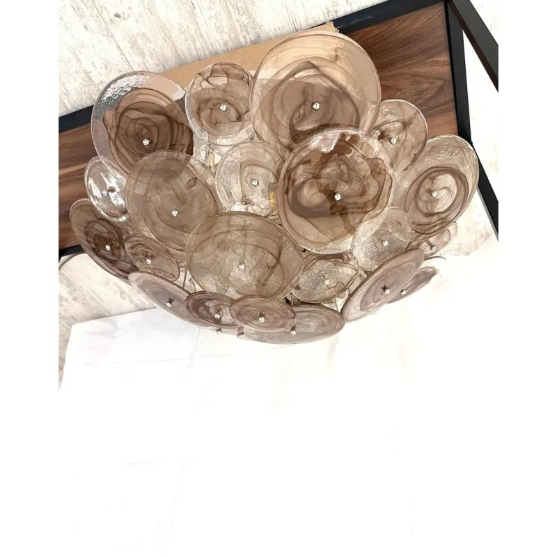 Pamono Venied-Brown Disks Murano Glass Flush Mount by Simoeng> Ceiling Lights