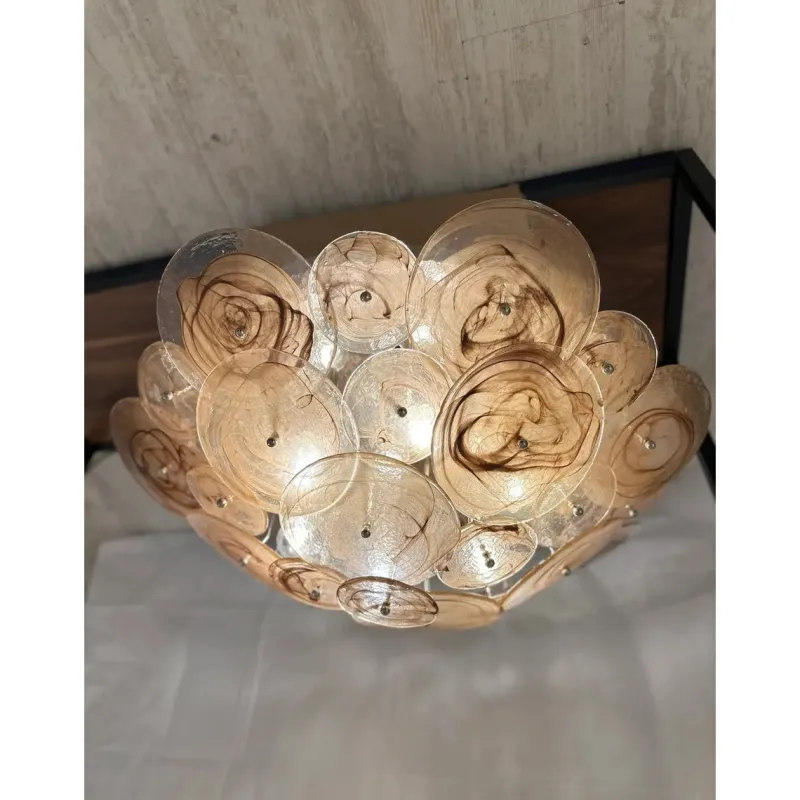 Pamono Venied-Brown Disks Murano Glass Flush Mount by Simoeng> Ceiling Lights