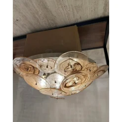 Pamono Venied-Brown Disks Murano Glass Flush Mount by Simoeng><noscript><img width=