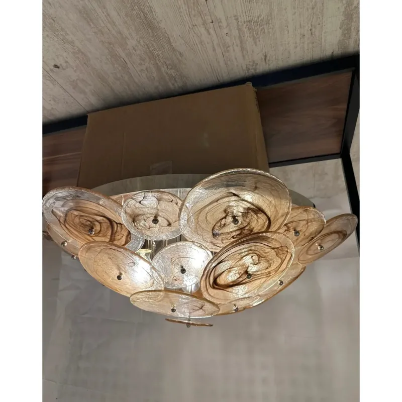 Pamono Venied-Brown Disks Murano Glass Flush Mount by Simoeng> Ceiling Lights