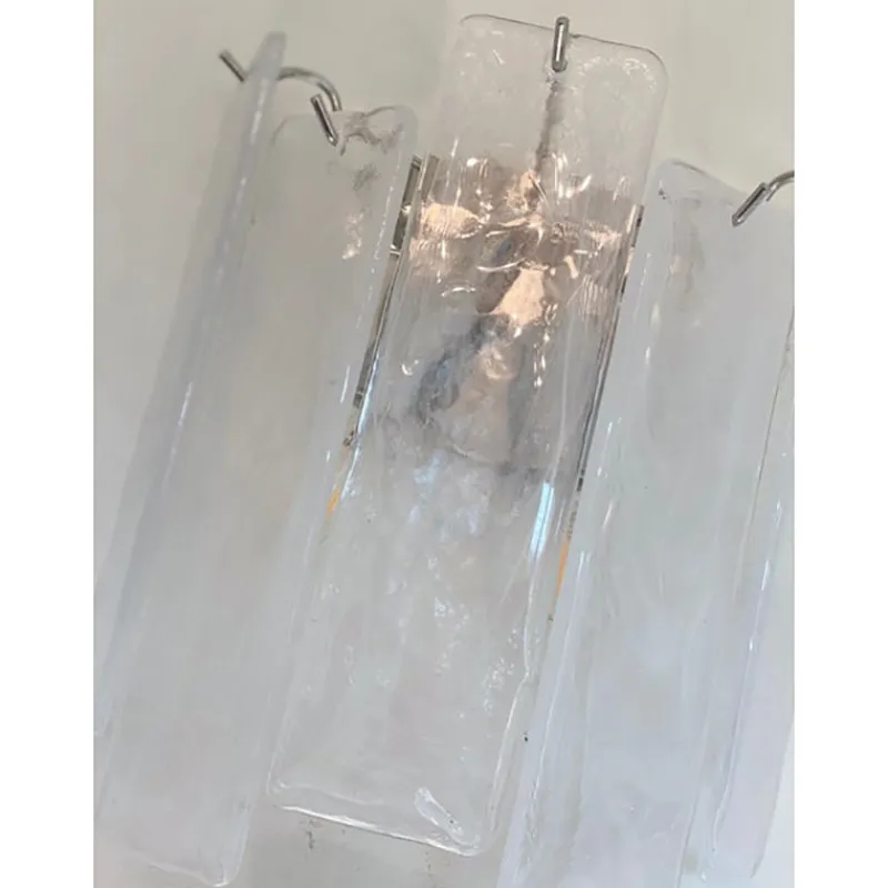 Best Pamono Venied-White Alabaster Strips Listelli Murano Glass Wall Sconce