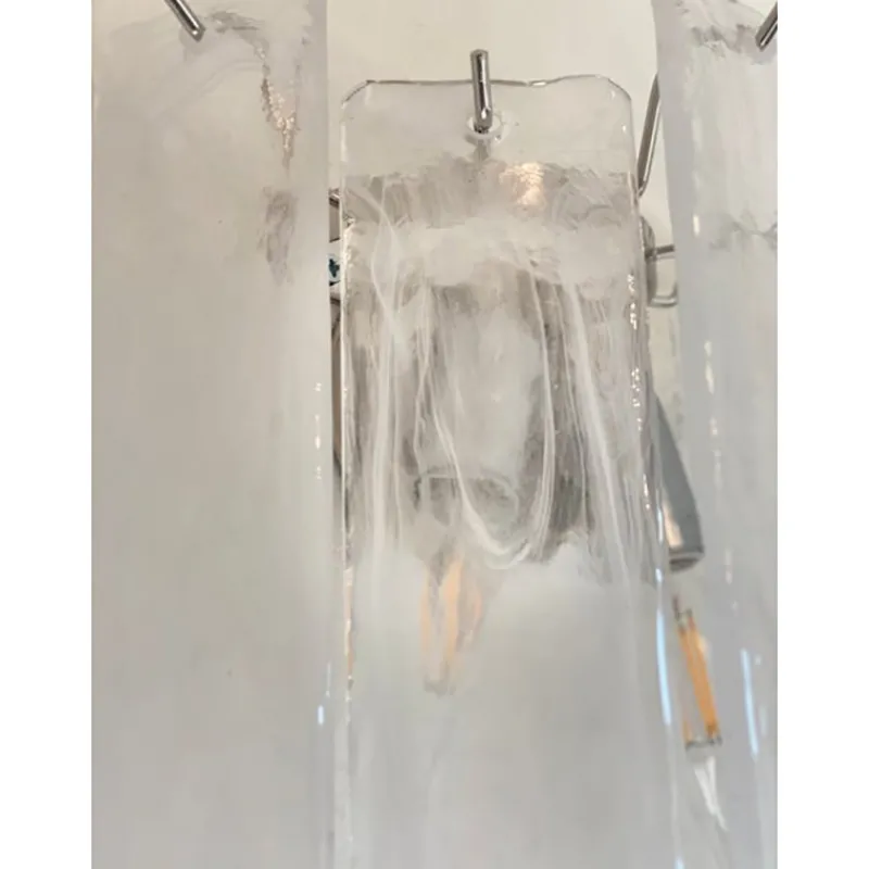 Best Pamono Venied-White Alabaster Strips Listelli Murano Glass Wall Sconce