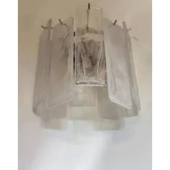 Best Pamono Venied-White Alabaster Strips Listelli Murano Glass Wall Sconce