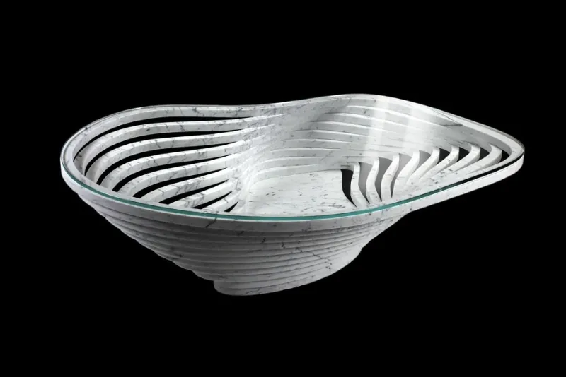 Pamono Vertigo Coffee Table in Marble and Clear Glass by Barberini & Gunnell> Tables