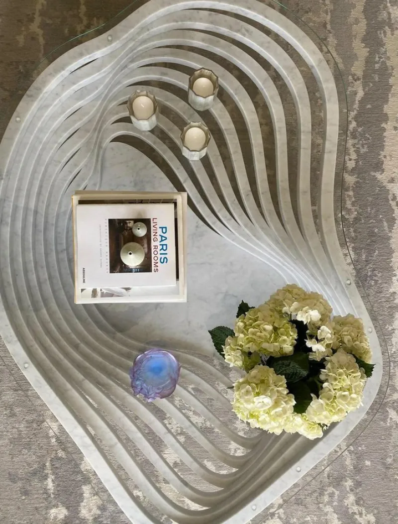 Pamono Vertigo Coffee Table in Marble and Clear Glass by Barberini & Gunnell> Tables