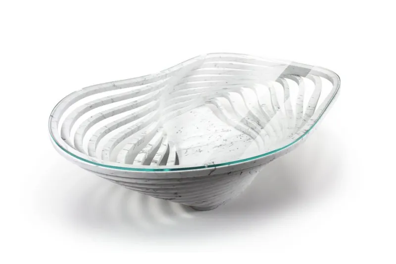 Pamono Vertigo Coffee Table in Marble and Clear Glass by Barberini & Gunnell> Tables