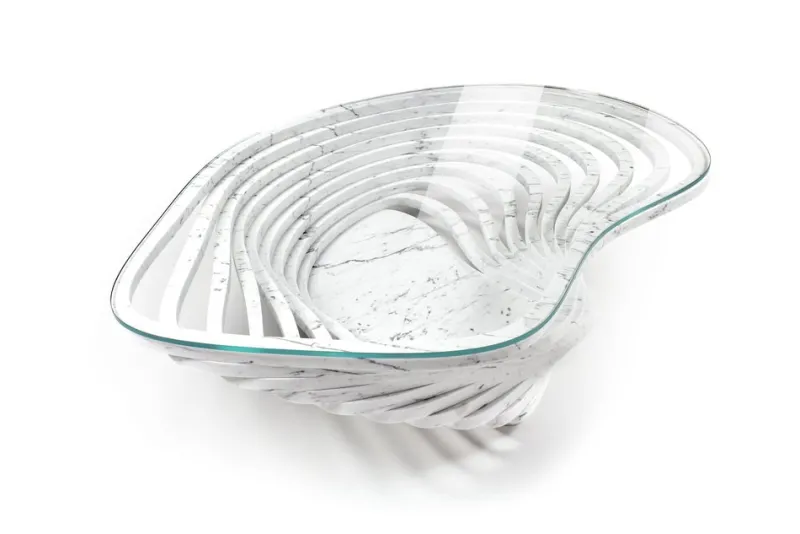 Pamono Vertigo Coffee Table in Marble and Clear Glass by Barberini & Gunnell> Tables