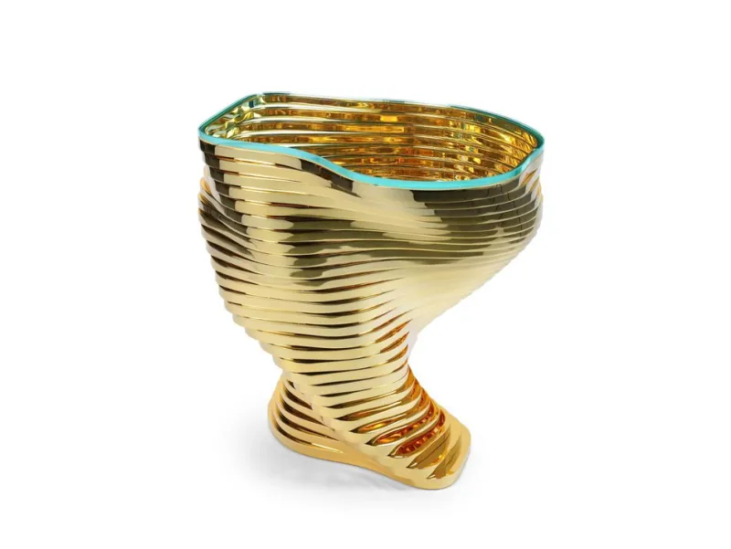 Pamono Vertigo Gold Side Table in 24k Gold-Plated Inox and Glass by Barberini & Gunnell> Tables