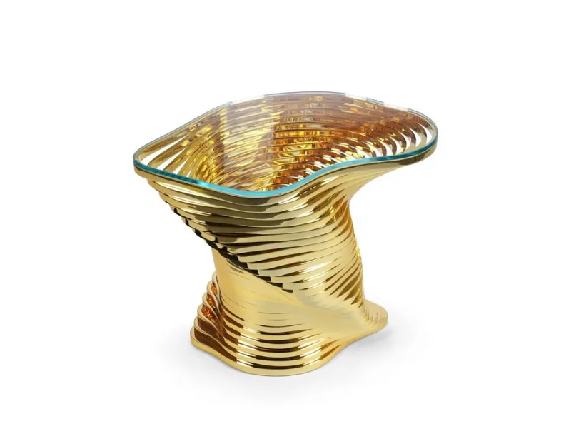 Pamono Vertigo Gold Side Table in 24k Gold-Plated Inox and Glass by Barberini & Gunnell> Tables