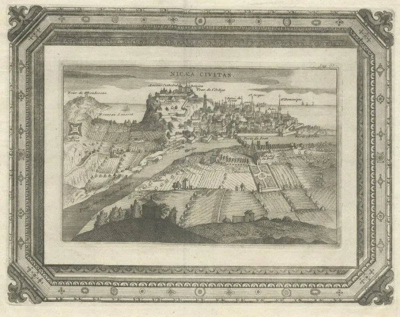 Pamono Very Antique Print of the City of Nice in France, 1700s> Posters
