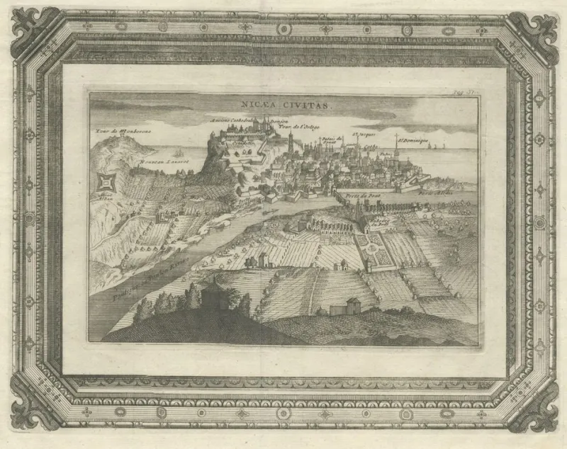 Pamono Very Antique Print of the City of Nice in France, 1700s> Posters