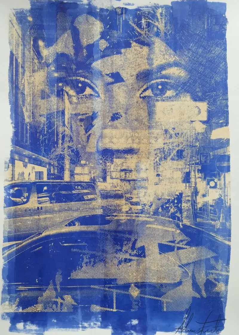 Discount Pamono Vhils, Blur, 2024, Acid-Fast Ink Screenprint