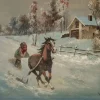 Pamono Victor Orlow, Winter in the Steppe, 1950s, Oil on Canvas, Framed> Impressionist