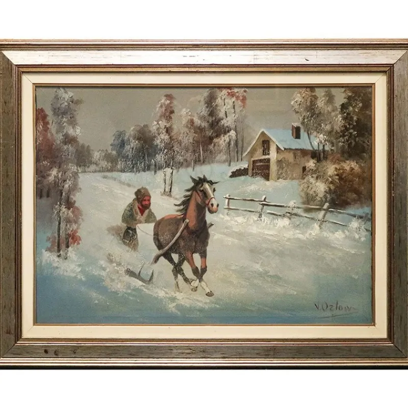 Pamono Victor Orlow, Winter in the Steppe, 1950s, Oil on Canvas, Framed> Impressionist