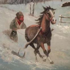 Pamono Victor Orlow, Winter in the Steppe, 1950s, Oil on Canvas, Framed><noscript><img width=