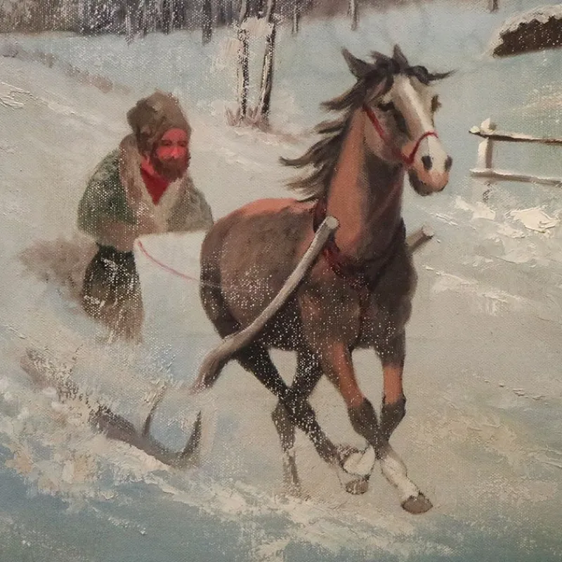 Pamono Victor Orlow, Winter in the Steppe, 1950s, Oil on Canvas, Framed> Impressionist