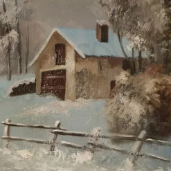 Pamono Victor Orlow, Winter in the Steppe, 1950s, Oil on Canvas, Framed><noscript><img width=