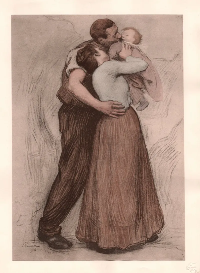 Best Pamono Victor Prouvé, Le Baiser / The Kiss, 1898, Original Lithograph