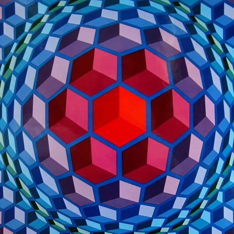 Pamono Victor Vasarely, Framed Serigraph, Printed by Editions Du Griffon, 1972> Mid-Century