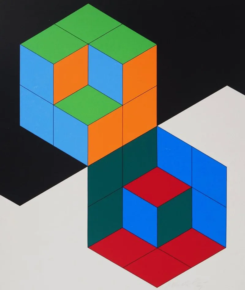 Pamono Victor Vasarely, Kinetic Composition: Bi Hexa, Screenprint> Prints & Multiples